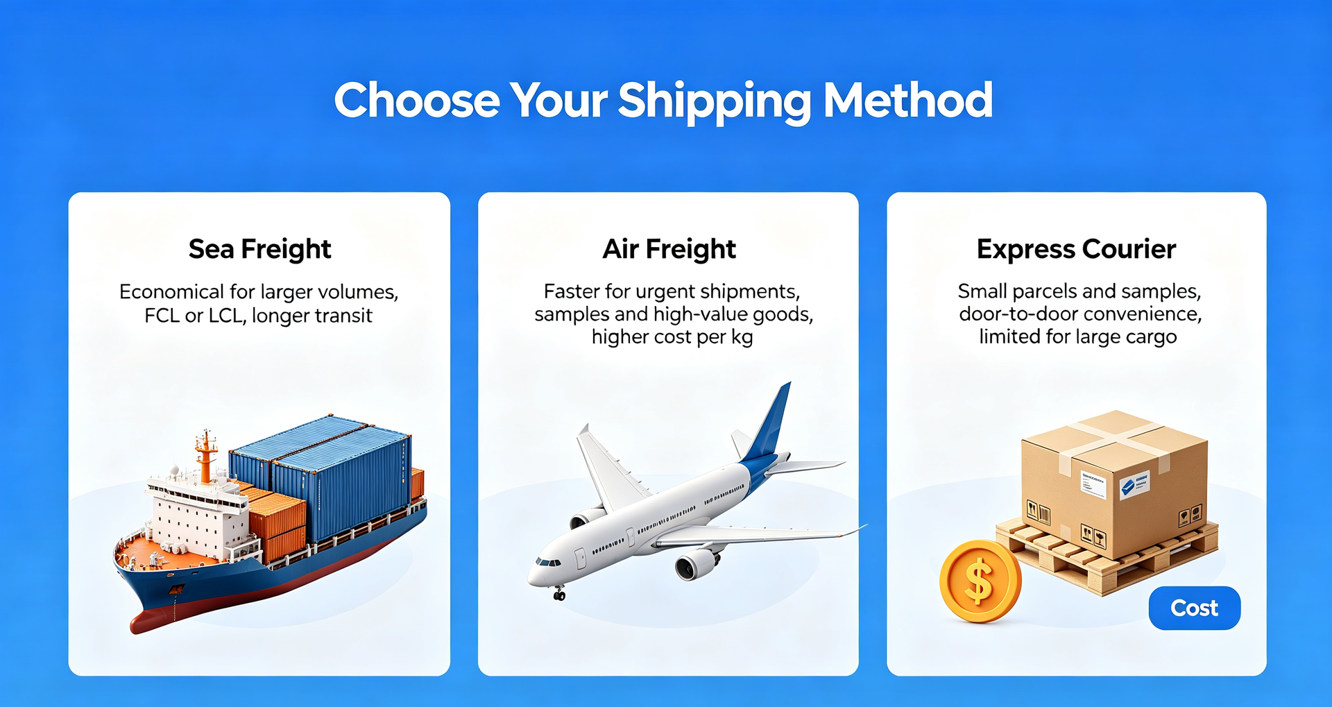 Shipping method comparison