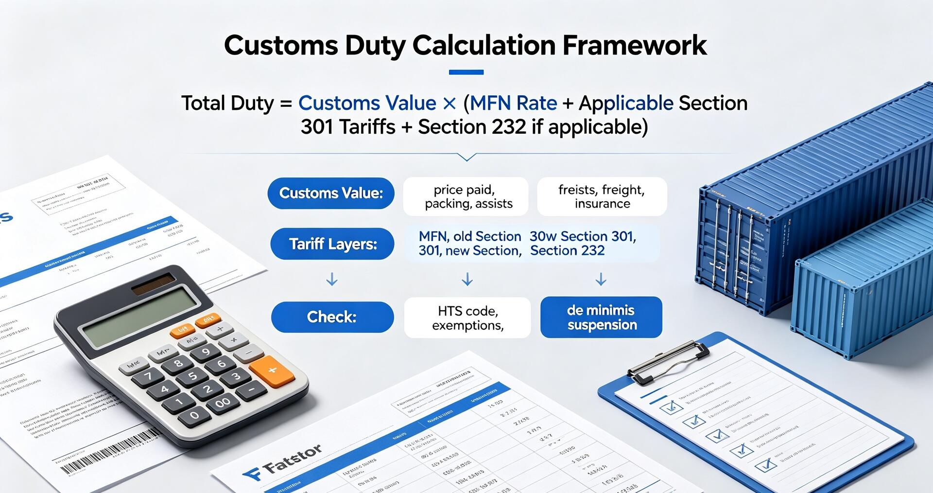 Customs duty calculation framework infographic
